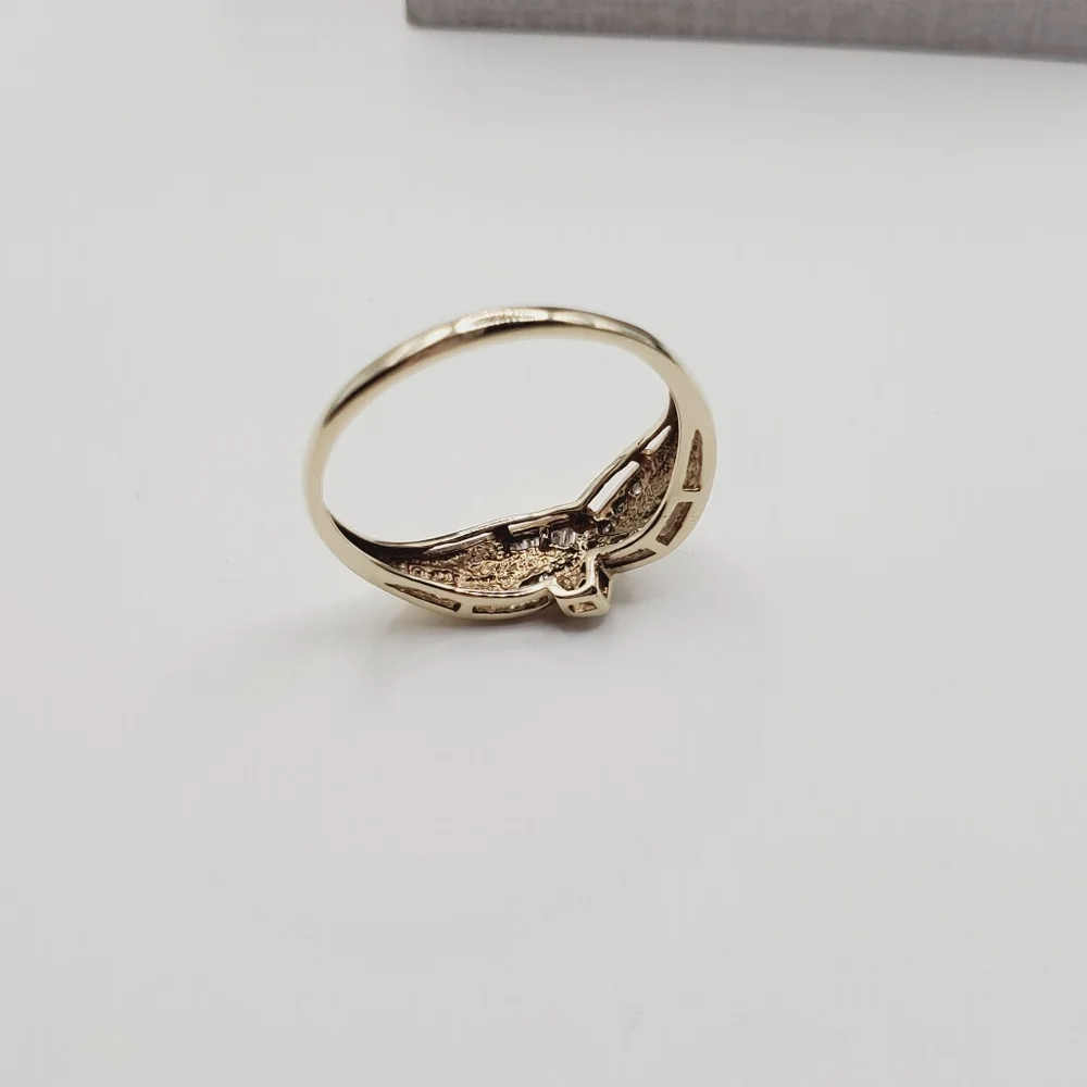 10k Solid Yellow & White Gold Genuine Diamond Band Ring